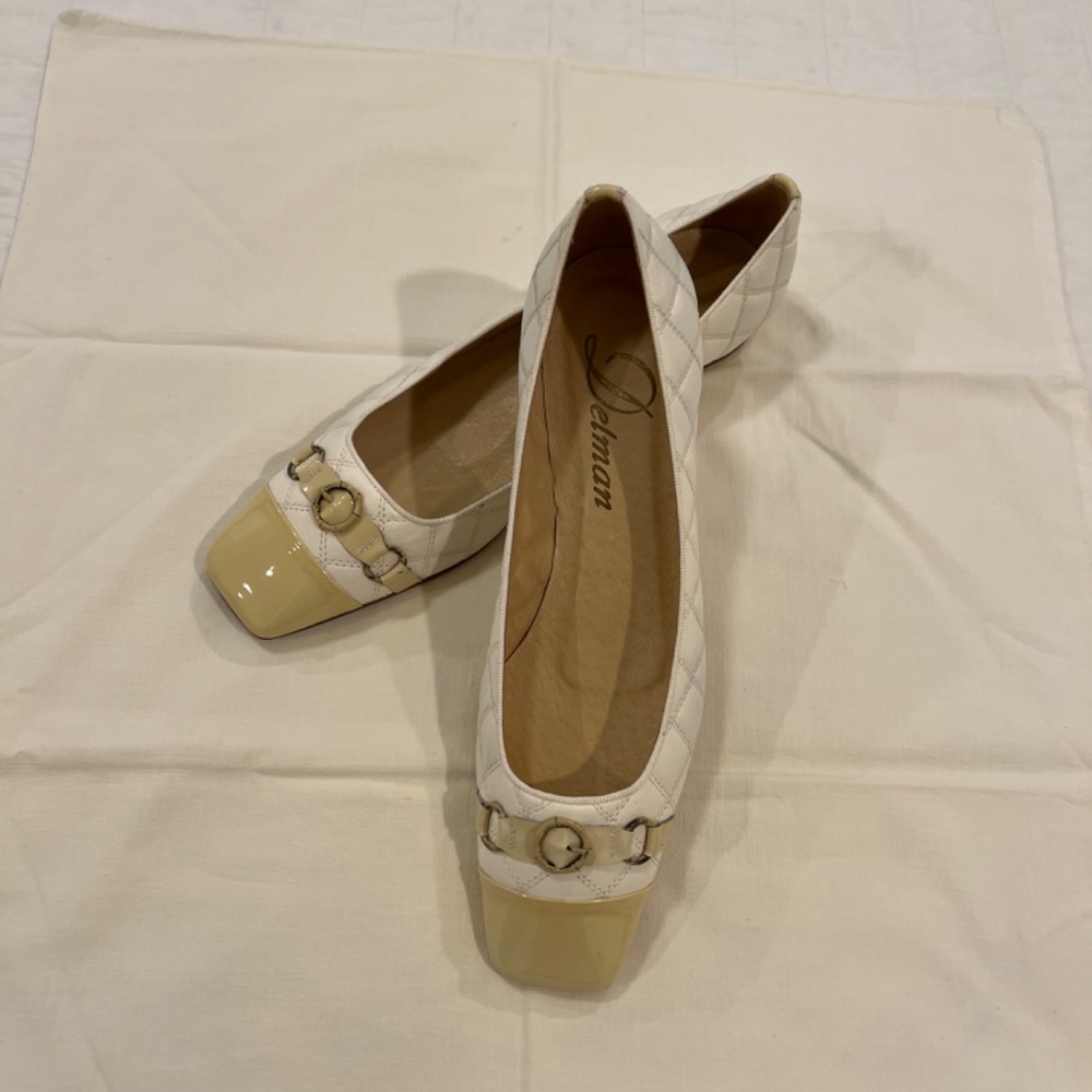 Delman Bergdorf Goodman Cream Phoenix-GN Glove Nappa Quilted Shoes--Size 10 M - Picture 2 of 16